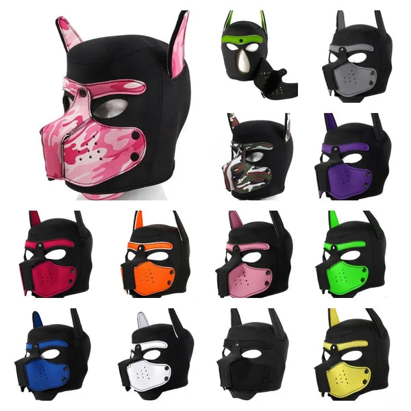 Unisex Latex Full Face Puppy Hood