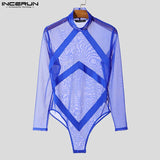 Sexy Mesh Splicing Bodysuit for Men image 3