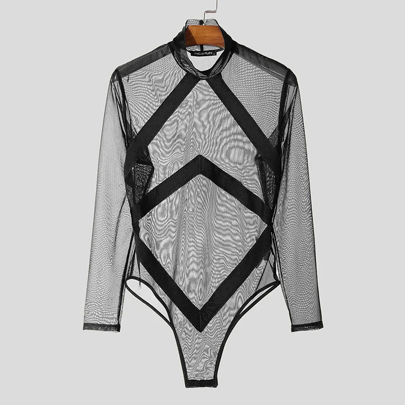 Sexy Mesh Splicing Bodysuit for Men image 9