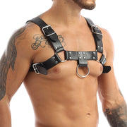 Men's PU Leather Adjustable Chest Harness Strap Gothic Punk Body Accessory for Club Party Cosplay Outfit