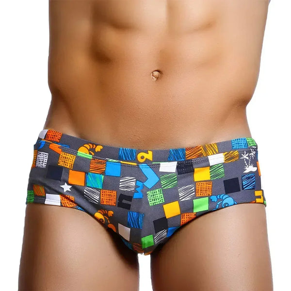 Vibrant Lozenge Print Swim Briefs