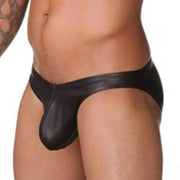 Men Sexy Lingerie Men's Jockstrap PU Leather Underwear Pouch Panties Low Waist Underpants Sensual Hombre Thong U Convex Briefs