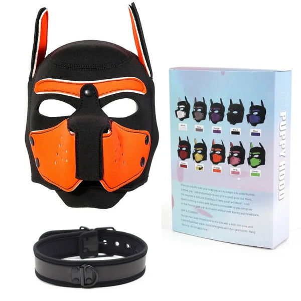 Latex Rubber Dog Mask with Collar