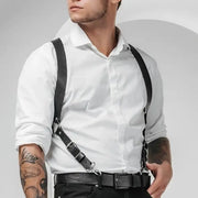 Men's PU Leather Adjustable Chest Harness Strap Gothic Punk Body Accessory for Club Party Cosplay Outfit