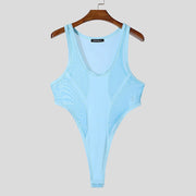 Mesh Splicing Bodysuit with High Slit image 10