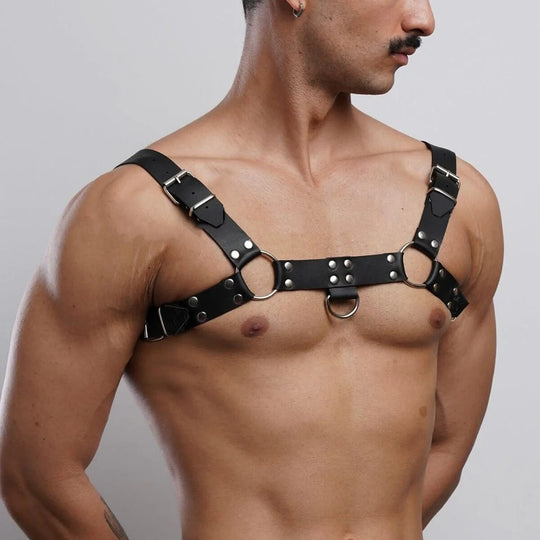 Men’s Adjustable PU Leather Harness with Bowtie