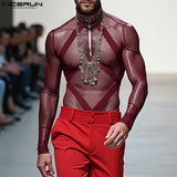 Sexy Mesh Splicing Bodysuit for Men image 1