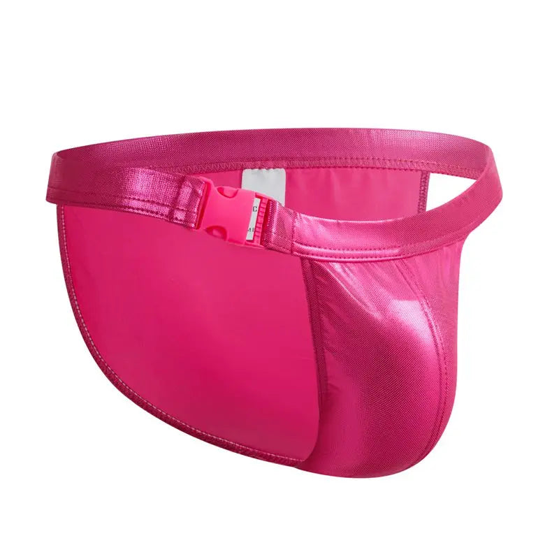 Side-Open Faux Leather Bikini Briefs image 0