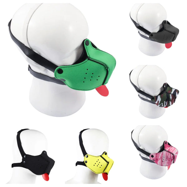 Puppy Role Play Face Mask, Collar with Chain