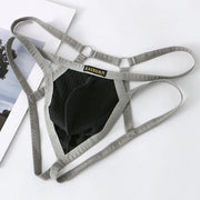 Double Thin Belt Men's Thongs T Back U Convex Pouch Jockstrap Underwear Pure Cotton Hollow Comfortable Panties