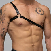 Men's PU Leather Adjustable Chest Harness Strap Gothic Punk Body Accessory for Club Party Cosplay Outfit