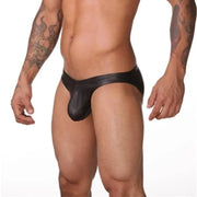 Men Sexy Lingerie Men's Jockstrap PU Leather Underwear Pouch Panties Low Waist Underpants Sensual Hombre Thong U Convex Briefs