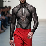 Sexy Mesh Splicing Bodysuit for Men image 2