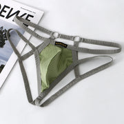 Double Thin Belt Men's Thongs T Back U Convex Pouch Jockstrap Underwear Pure Cotton Hollow Comfortable Panties