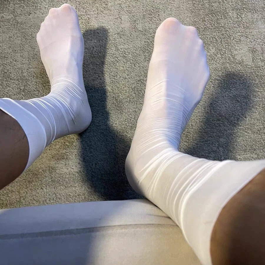 Thin Nylon Wet-Look Tube Socks image 0