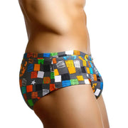 Vibrant Lozenge Print Swim Briefs image 1