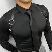 Men's PU Leather Adjustable Chest Harness Strap Gothic Punk Body Accessory for Club Party Cosplay Outfit