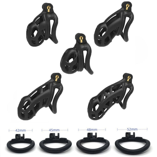 Male Chastity Cage with Lock Rings