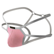 Double Thin Belt Men's Thongs T Back U Convex Pouch Jockstrap Underwear Pure Cotton Hollow Comfortable Panties