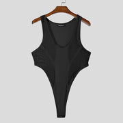 Mesh Splicing Bodysuit with High Slit image 9