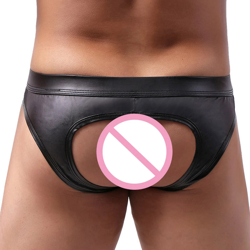 Bold Faux Leather Men's Jockstrap Briefs