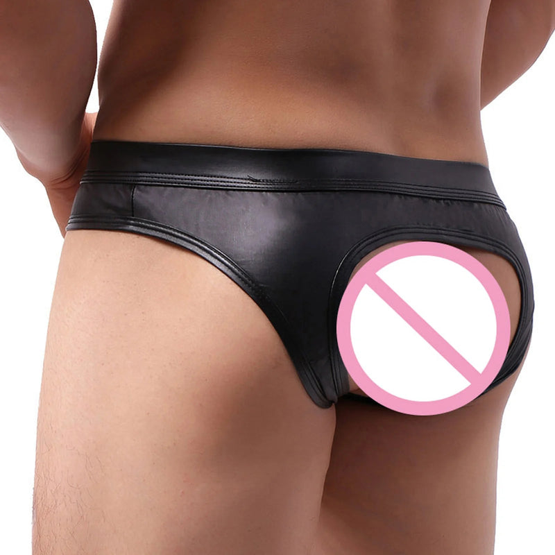 Bold Faux Leather Men's Jockstrap Briefs