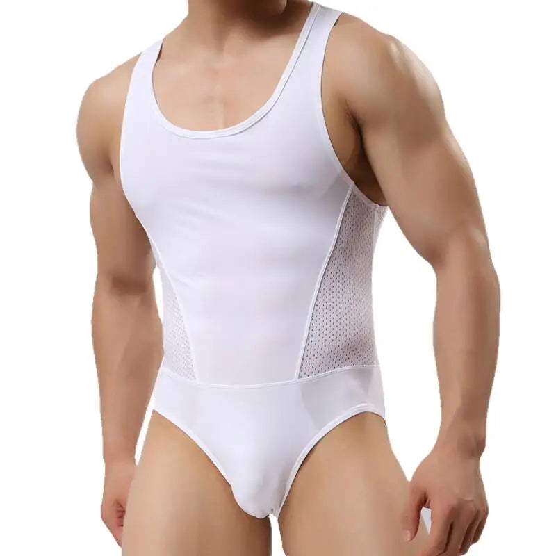 Breathable Mesh Bodysuits Leotard for Males