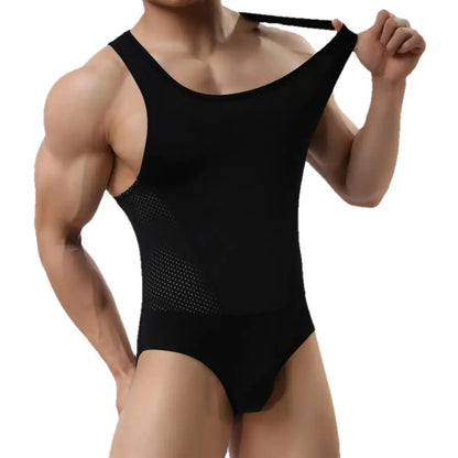 Breathable Mesh Bodysuits Leotard for Males