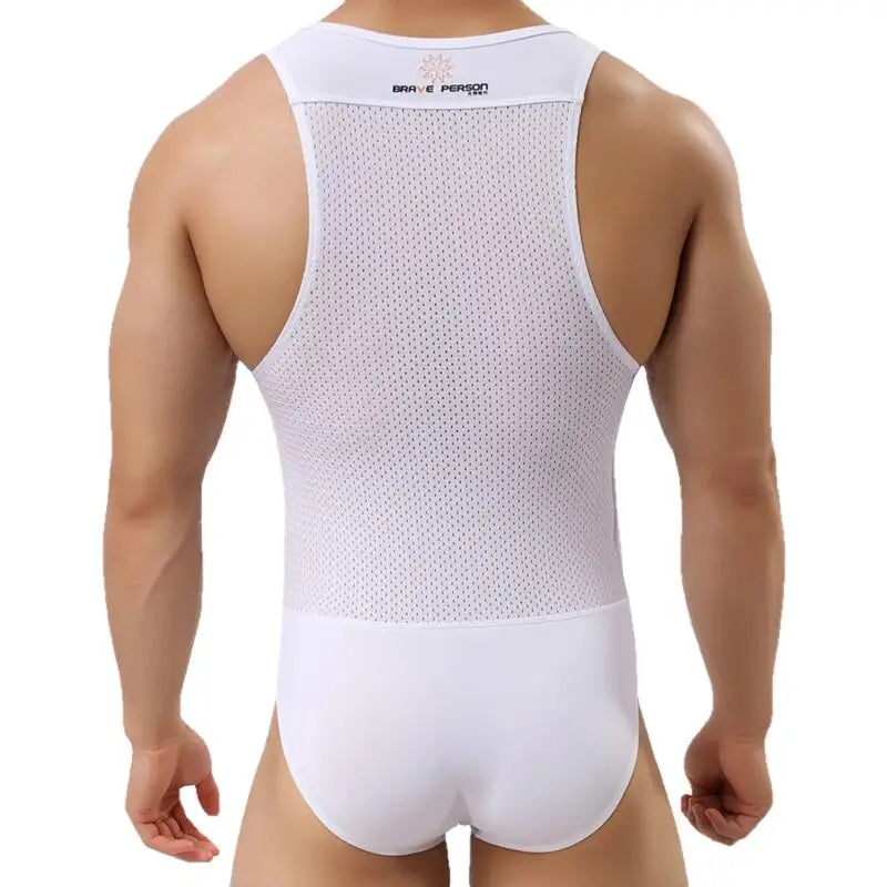 Breathable Mesh Bodysuits Leotard for Males