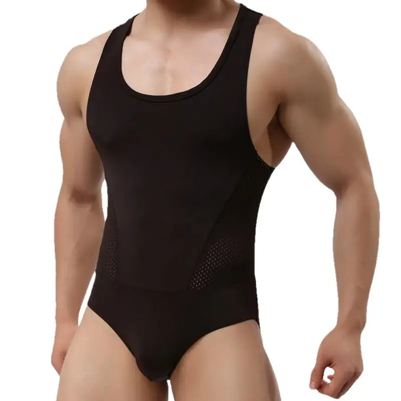 Breathable Mesh Bodysuits Leotard for Males