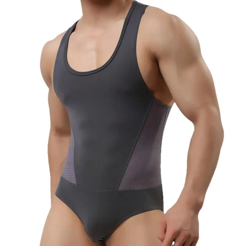 Breathable Mesh Bodysuits Leotard for Males