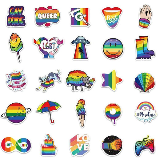 Colorful Rainbow Stickers | 10/30/50-Pack | Waterproof Vinyl Decals