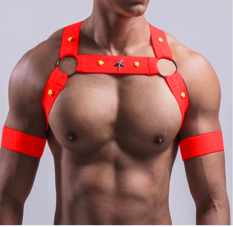 Fluorescent Men's Elastic Shoulcler Harness Chest Strap