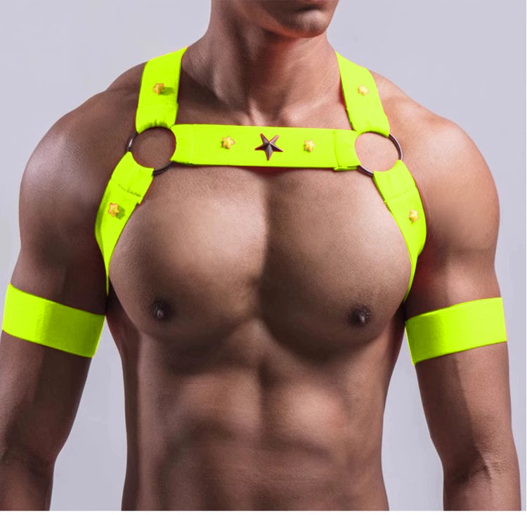 Fluorescent Men's Elastic Shoulcler Harness Chest Strap