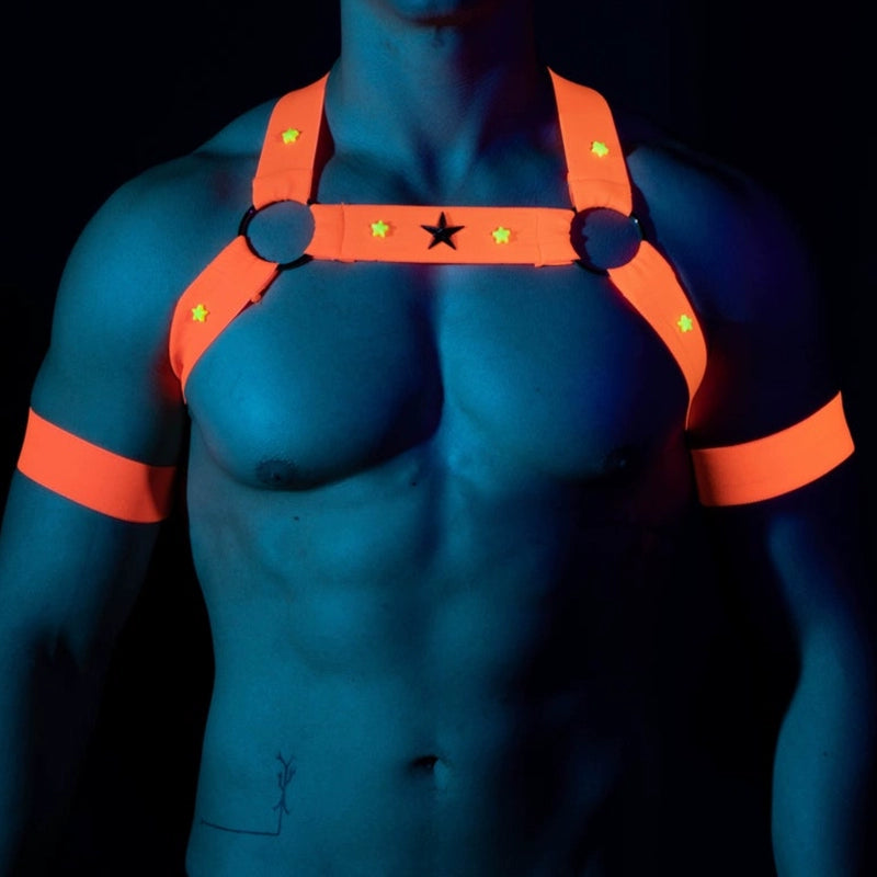 Fluorescent Men's Elastic Shoulcler Harness Chest Strap