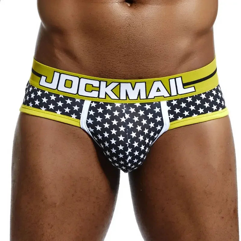 JOCKMAIL Men's Low-Rise Printed Cotton Briefs