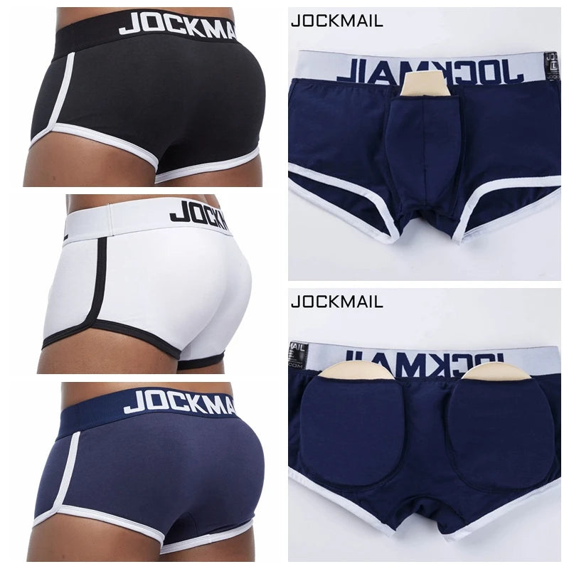 JOCKMAIL Mens Boxers Briefs with Push Up Cup