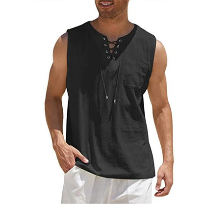 Men's Cotton Linen Sleeveless Vest