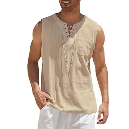 Men's Cotton Linen Sleeveless Vest