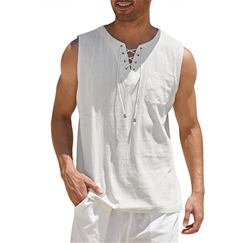 Men's Cotton Linen Sleeveless Vest