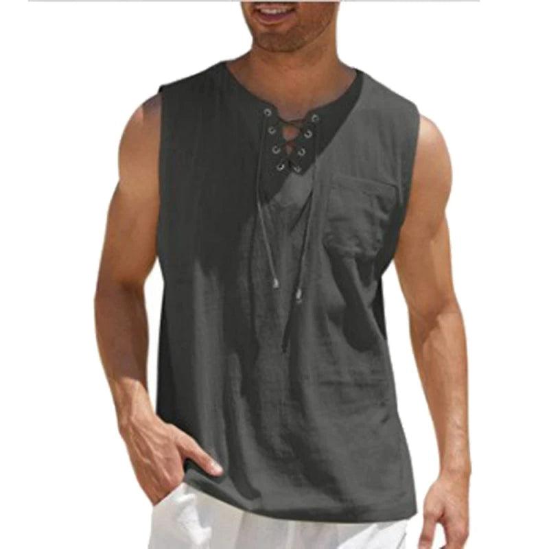 Men's Cotton Linen Sleeveless Vest