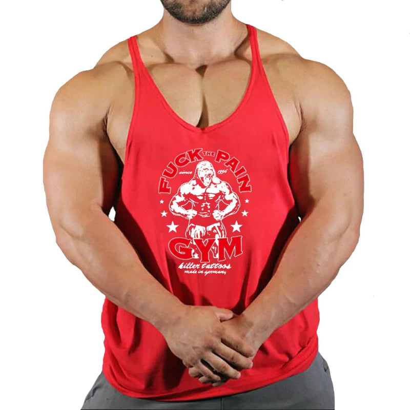 Men's Cotton Y-Back Stringer Gym Tank Top