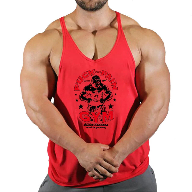 Men's Cotton Y-Back Stringer Gym Tank Top