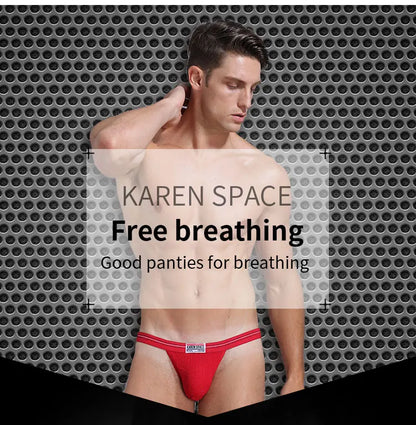 Men's Low-Rise Breathable Cotton Sports Thong