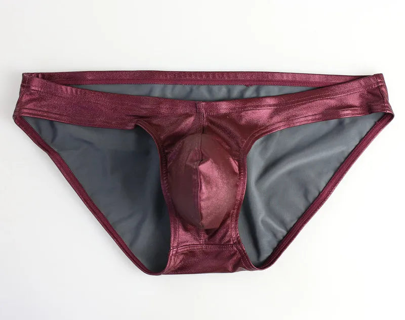 Men's Low-Rise Faux Leather Briefs