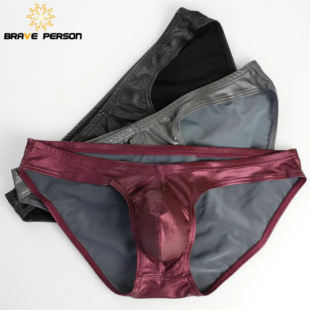 Men's Low-Rise Faux Leather Briefs