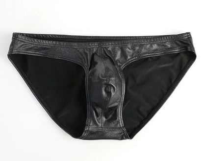 Men's Low-Rise Faux Leather Briefs