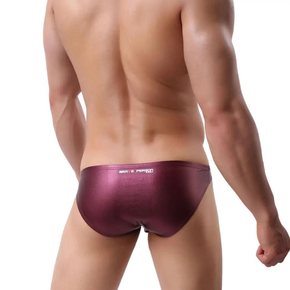 Men's Low-Rise Faux Leather Briefs