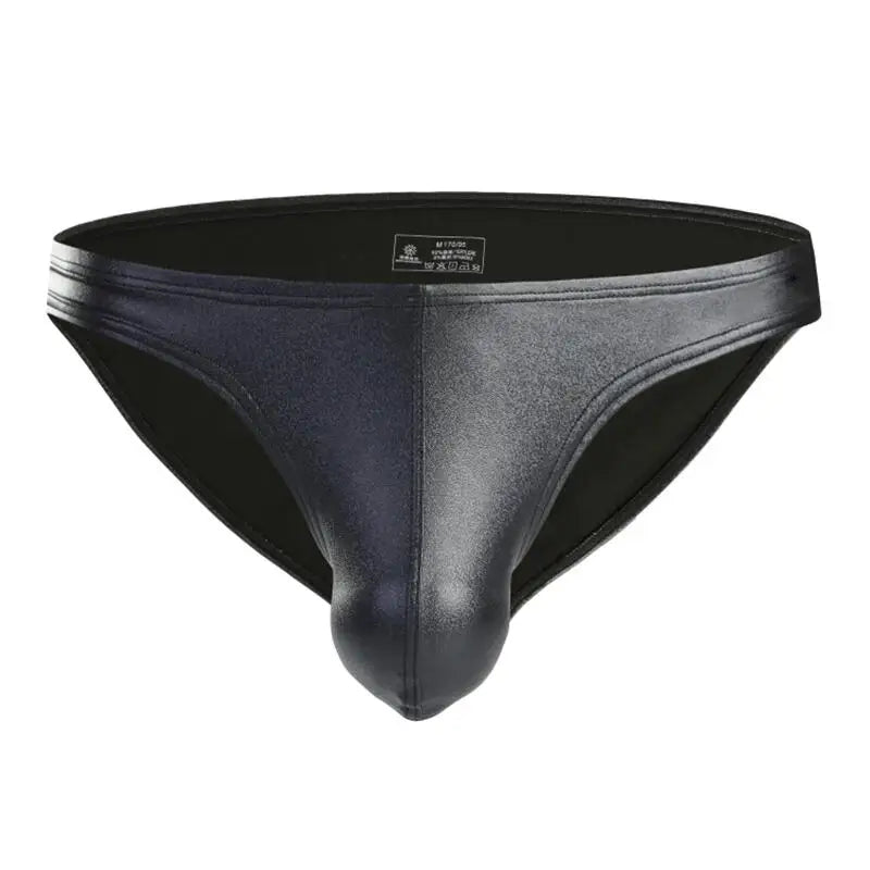 Men's Low-Rise Faux Leather Briefs