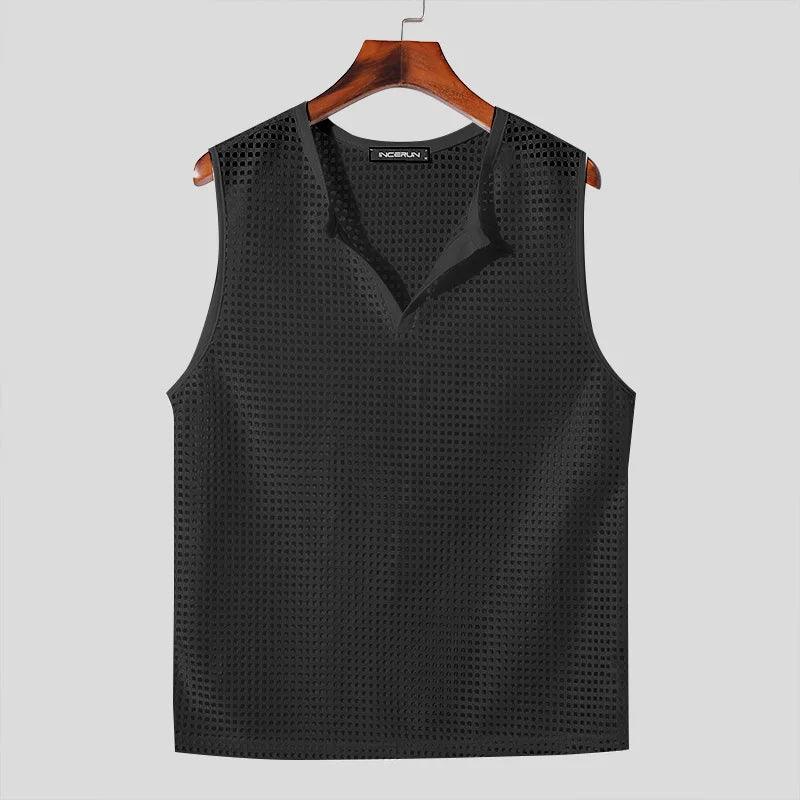 Men's Mesh Hollow Out V-Neck Tank Tops: Summer Streetwear